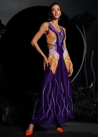 Purple heaven of ferns sequin jumpsuit