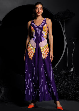 Purple heaven of ferns sequin jumpsuit