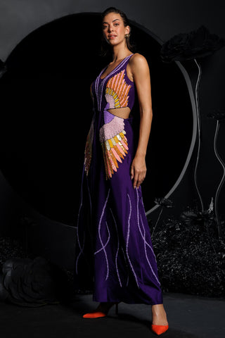 Purple heaven of ferns sequin jumpsuit