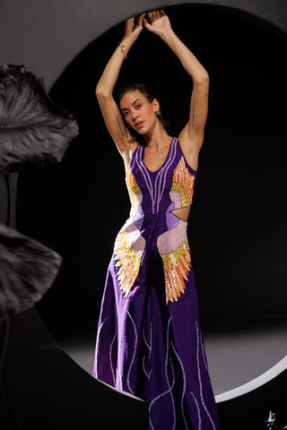 Purple heaven of ferns sequin jumpsuit