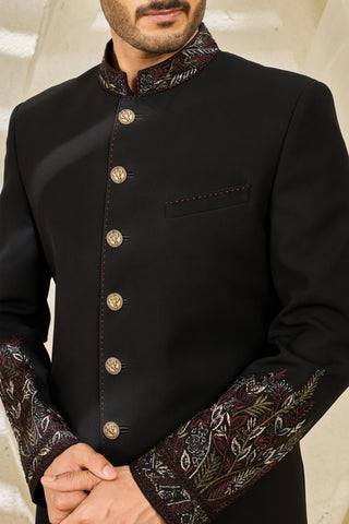 Indowestern Set for Indian Wedding - Black Veil Set by Sarab Khanijou