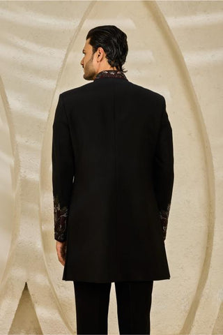 Indowestern Set for Indian Wedding - Black Veil Set by Sarab Khanijou