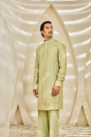 Green rangrez serene garden waistcoat set