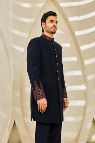 Indowestern Set for Indian Wedding - Blue Mehrab by Sarab Khanijou