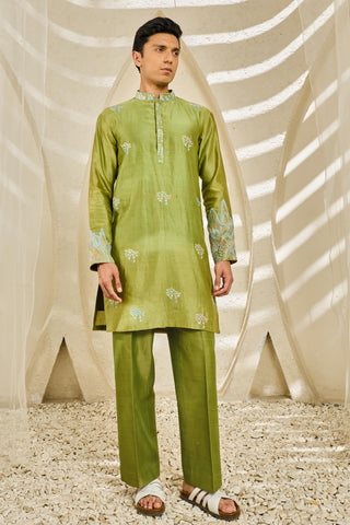 Waistcoat Set for Indian Wedding - Green Alpine Set by Sarab Khanijou