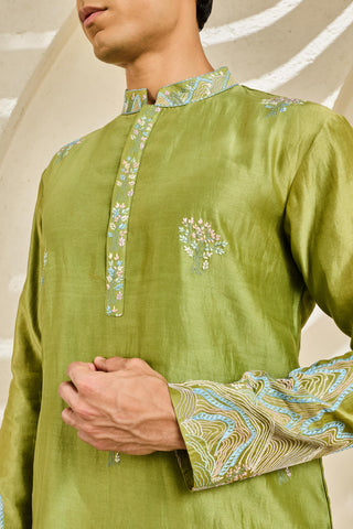 Waistcoat Set for Indian Wedding - Green Alpine Set by Sarab Khanijou