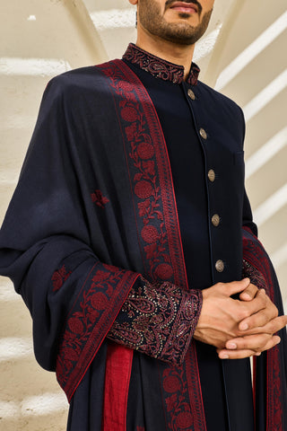 Indowestern Set for Indian Wedding - Blue Mehrab by Sarab Khanijou