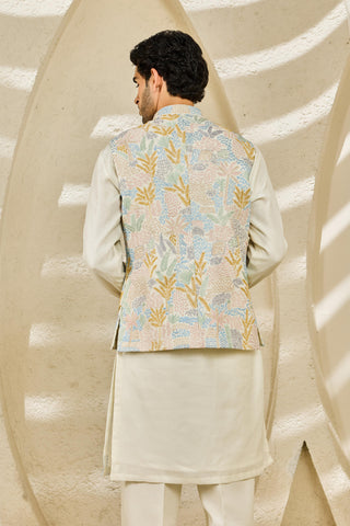 Waistcoat Set for Indian Wedding - White Serene Set by Sarab Khanijou
