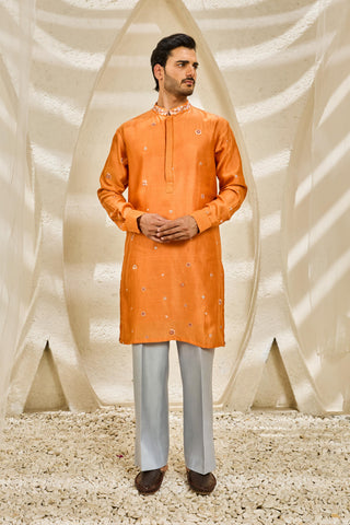 Waistcoat Set for Indian Wedding - Orange Bloom Set by Sarab Khanijou