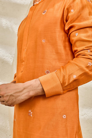 Waistcoat Set for Indian Wedding - Orange Bloom Set by Sarab Khanijou