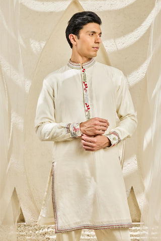 Waistcoat Set for Indian Wedding - Red Scarlet Bloom by Sarab Khanijou