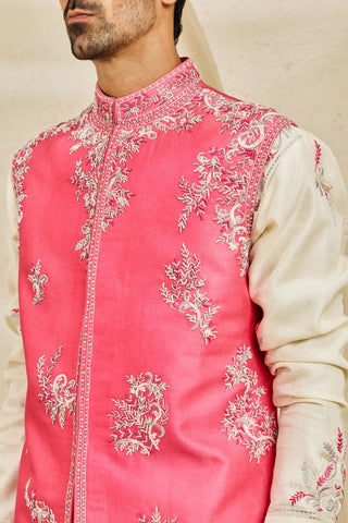 Pink rangrez gulabi bagh waistcoat set