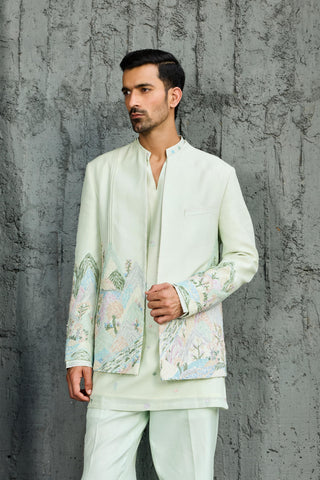 Jacket Set for Contemporary Wear - Green Meadow Edit by Sarab Khanijou