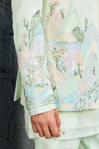Jacket Set for Contemporary Wear - Green Meadow Edit by Sarab Khanijou