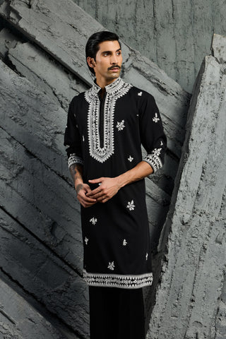 Kurta Set for Indian Wedding - Black Shadow Dori by Sarab Khanijou