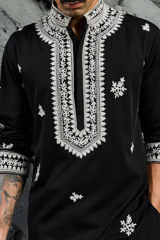 Kurta Set for Indian Wedding - Black Shadow Dori by Sarab Khanijou