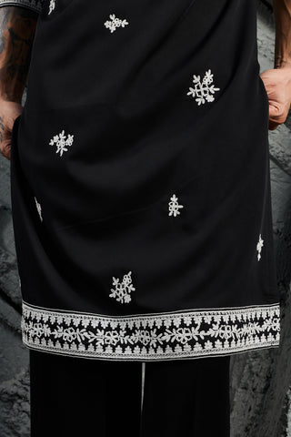 Kurta Set for Indian Wedding - Black Shadow Dori by Sarab Khanijou