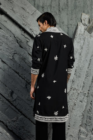 Kurta Set for Indian Wedding - Black Shadow Dori by Sarab Khanijou