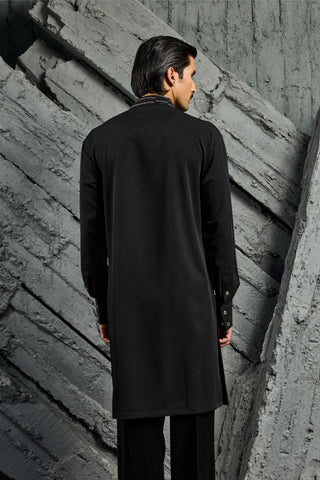 Kurta Set for Indian Wedding - Black Nocturne Glam by Sarab Khanijou