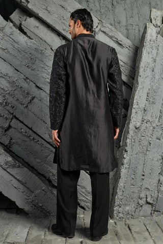 Kurta Set for Indian Wedding - Black Sham Kurta by Sarab Khanijou