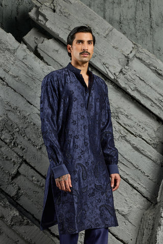 Kurta Set for Indian Wedding - Azure Blossom Kurta by Sarab Khanijou