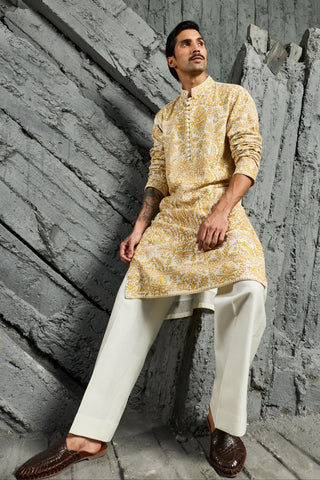 Kurta Set for Indian Wedding - Ivory Gulzar Kurta by Sarab Khanijou