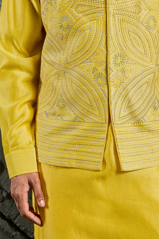Waistcoat Set for Indian Wedding - Yellow Sunray Set by Sarab Khanijou