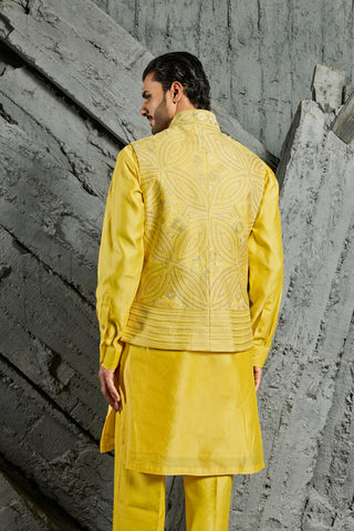 Yellow rangrez sunray waistcoat set