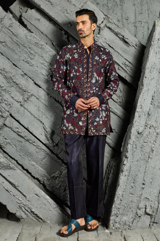 Kurta Set for Indian Wedding - Blue Neel Utsav by Sarab Khanijou