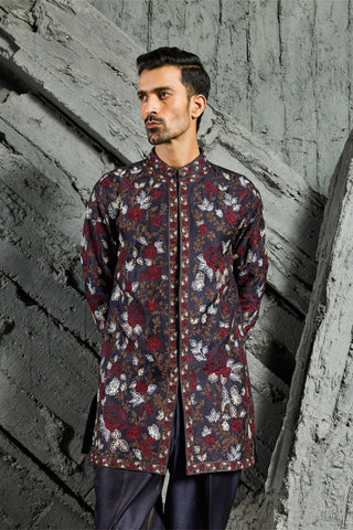 Kurta Set for Indian Wedding - Blue Neel Utsav by Sarab Khanijou