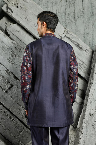 Kurta Set for Indian Wedding - Blue Neel Utsav by Sarab Khanijou