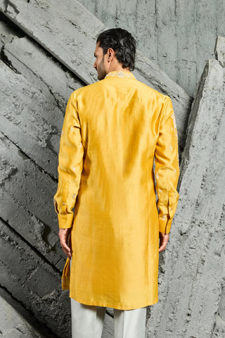 Yellow rangrez marigold dream embroidered kurta set