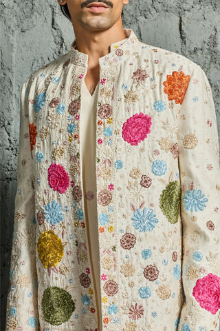 Jacket Set for Contemporary Wear - Ivory Bloom Jacket by Sarab Khanijou