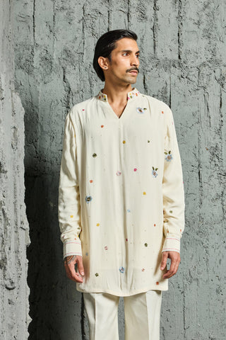 Ivory rangrez bloom jacket set