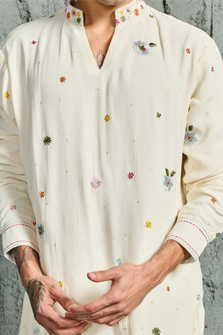 Jacket Set for Contemporary Wear - Ivory Bloom Jacket by Sarab Khanijou