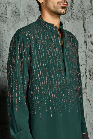 Green rangrez mehfil embroidered kurta set
