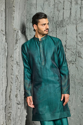 Waistcoat Set for Indian Wedding - Green Wave Set by Sarab Khanijou