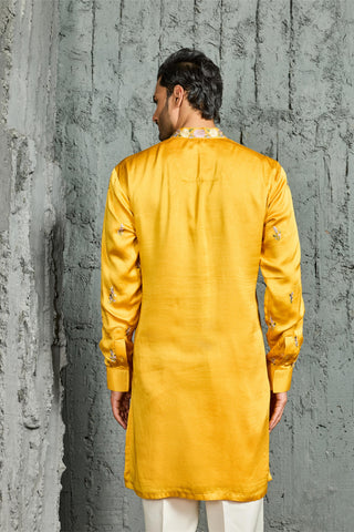 Kurta Set for Indian Wedding - Yellow Sunlit Kurta by Sarab Khanijou