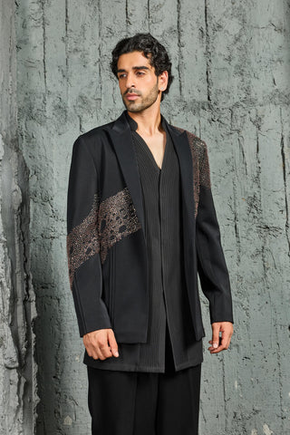 Jacket Set for Contemporary Wear - Black Noir by Sarab Khanijou