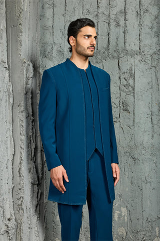 Blue rangrez vogue indowestern set