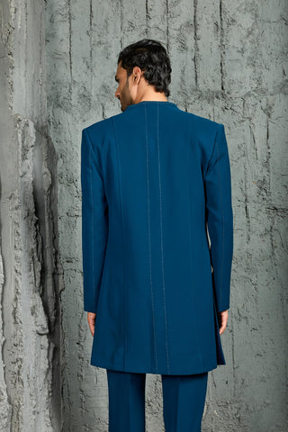 Indowestern Set for Indian Wedding - Blue Vogue Set by Sarab Khanijo
