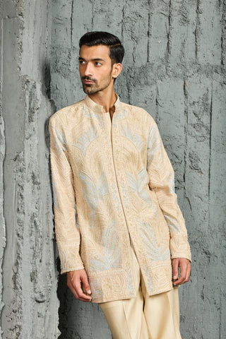 Kurta Set for Indian Wedding - Beige Oasis Kurta by Sarab Khanijou