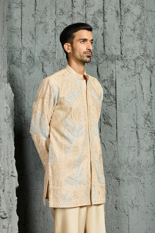 Kurta Set for Indian Wedding - Beige Oasis Kurta by Sarab Khanijou