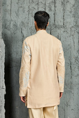 Kurta Set for Indian Wedding - Beige Oasis Kurta by Sarab Khanijou