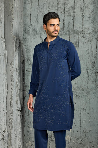 Kurta Set for Indian Wedding - Blue Jashn Neel Kurta by Sarab Khanijou