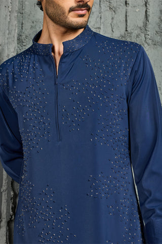 Kurta Set for Indian Wedding - Blue Jashn Neel Kurta by Sarab Khanijou