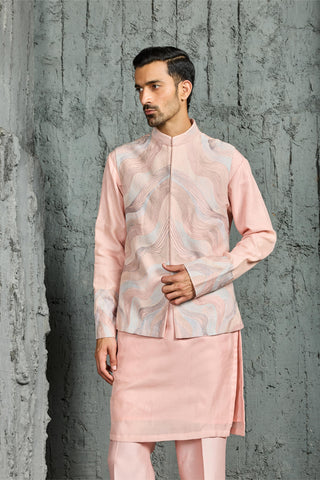 Waistcoat Set for Indian Wedding - Pink Opulence Set by Sarab Khanijou