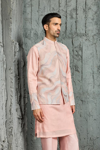 Waistcoat Set for Indian Wedding - Pink Opulence Set by Sarab Khanijou
