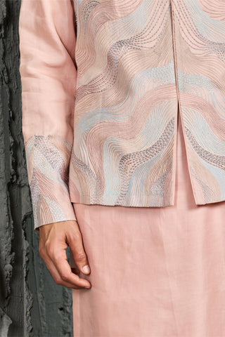 Waistcoat Set for Indian Wedding - Pink Opulence Set by Sarab Khanijou