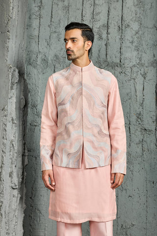 Waistcoat Set for Indian Wedding - Pink Opulence Set by Sarab Khanijou